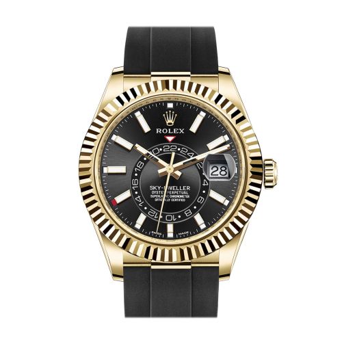 ROLEX Sky-Dweller 42 Black Dial 18K Yellow Gold Men's Watch 326238